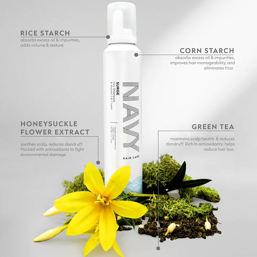 NAVY HAIR CARE Surge Dry Shampoo & Instant Lifting Foam | Non-Aerosol, 6 oz
