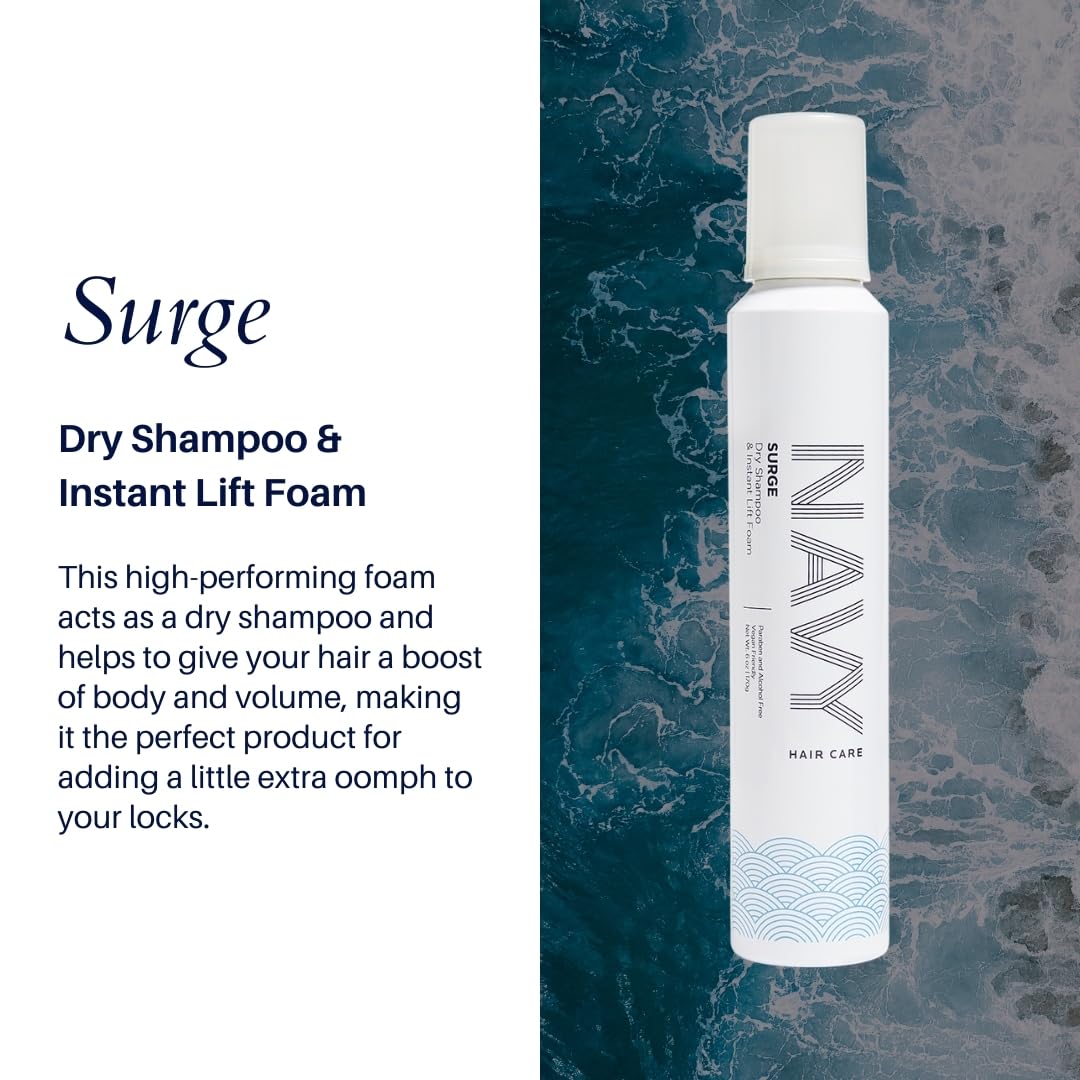 NAVY HAIR CARE Surge Dry Shampoo & Instant Lifting Foam | Non-Aerosol, 6 oz