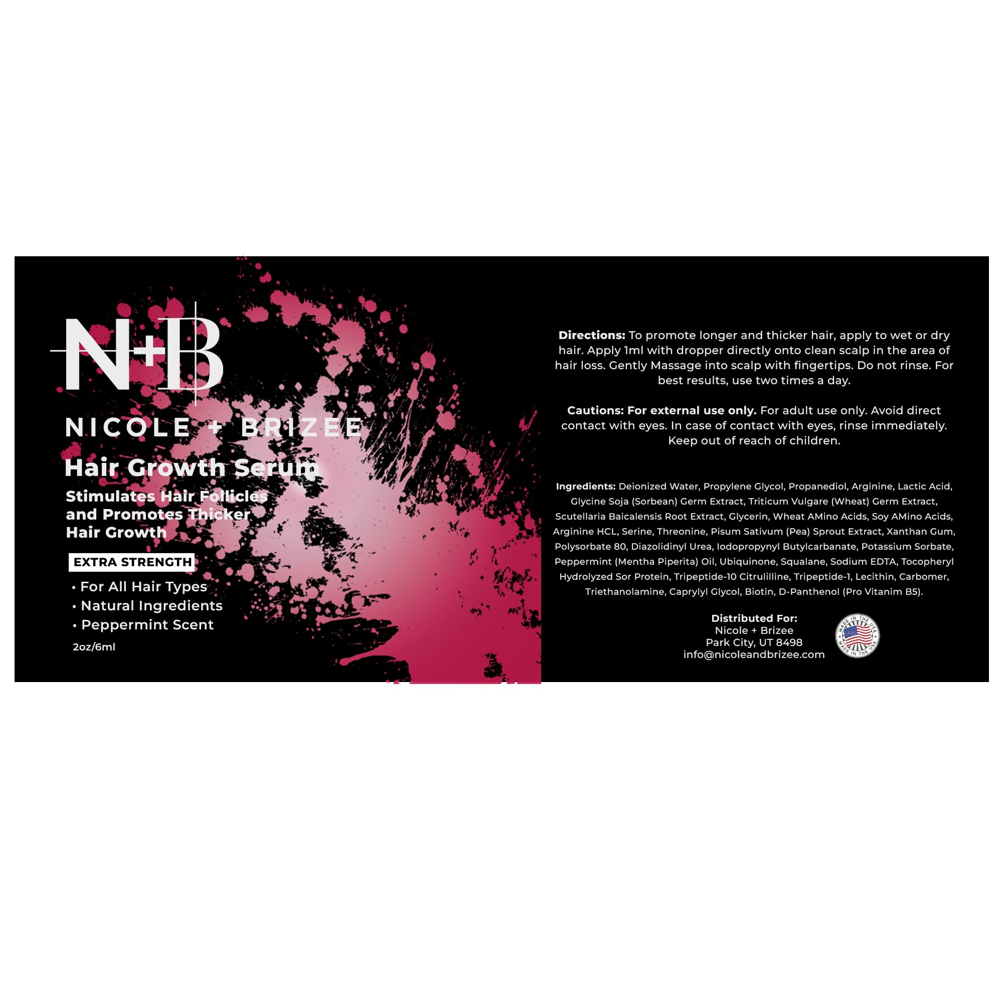 N+B Hair Growth Serum by Nicole + Brizee – Thicker, Fuller Hair (2 oz) 3-Pack