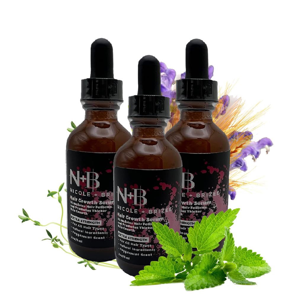 N+B Hair Growth Serum by Nicole + Brizee – Thicker, Fuller Hair (2 oz) 3-Pack