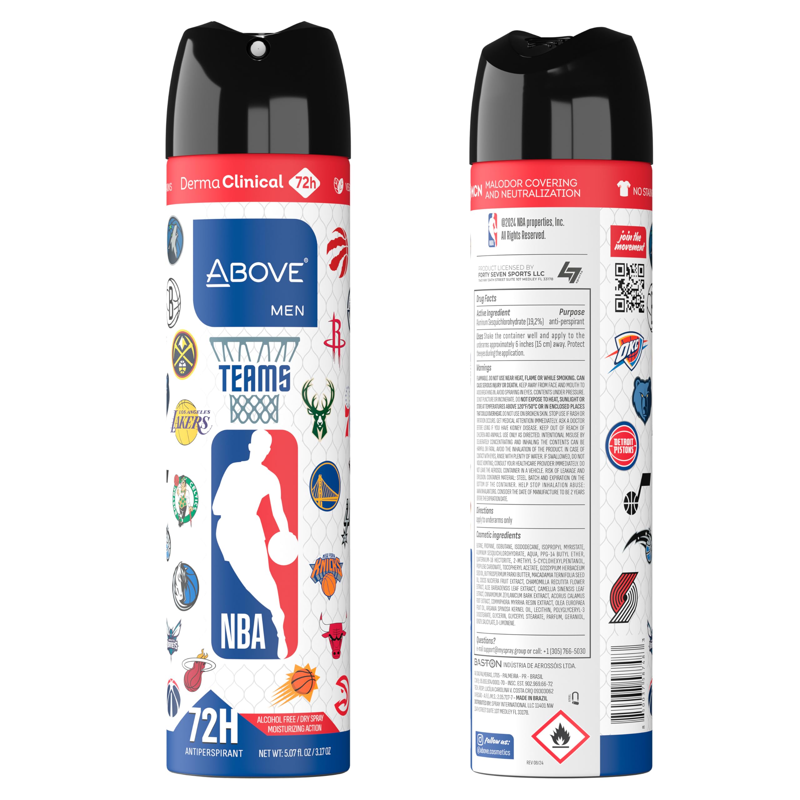 NBA Houston Rockets Deodorant Gift Set – 4 x 5.07 oz, 4 Signature Scents, 72h Protection