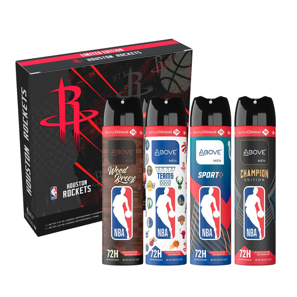 NBA Houston Rockets Deodorant Gift Set – 4 x 5.07 oz, 4 Signature Scents, 72h Protection