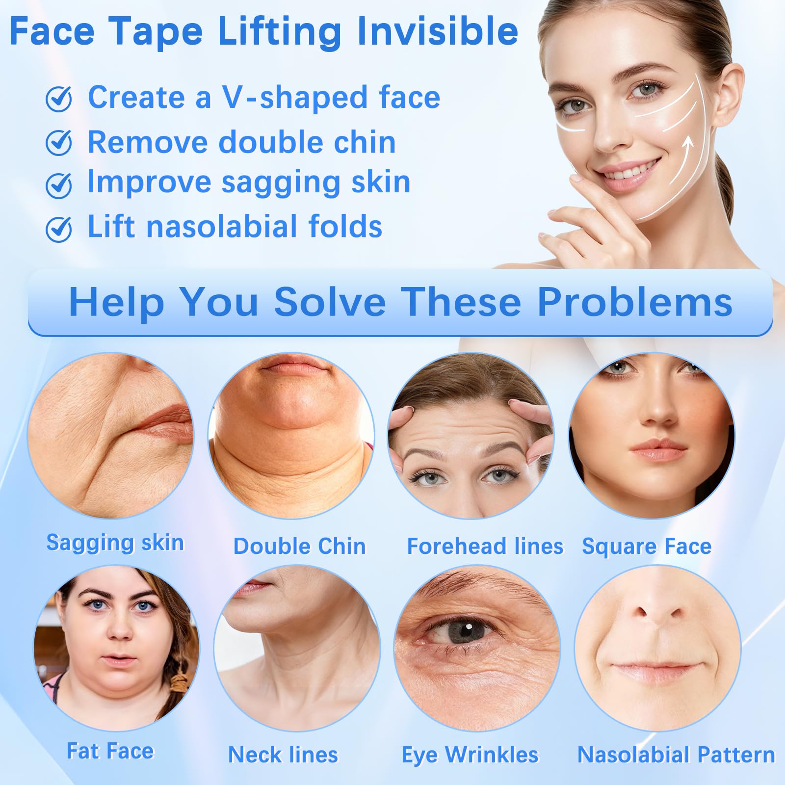 NBF 180PCS Face Tape Lifting Invisible — Instant, Breathable Face Lift Tape for Sagging Skin