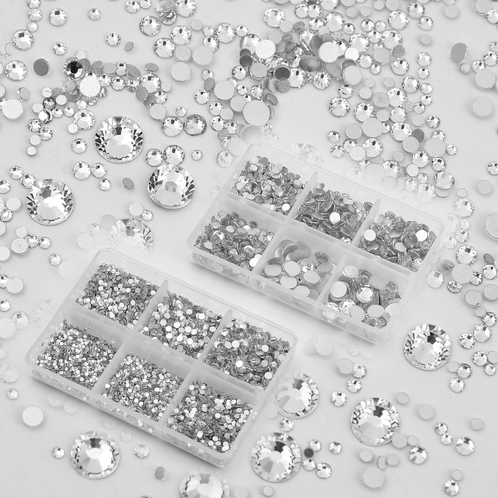 NCB 8000pcs Non Hotfix Rhinestones – Mixed Sizes SS3-SS30 with Tweezers & Pen