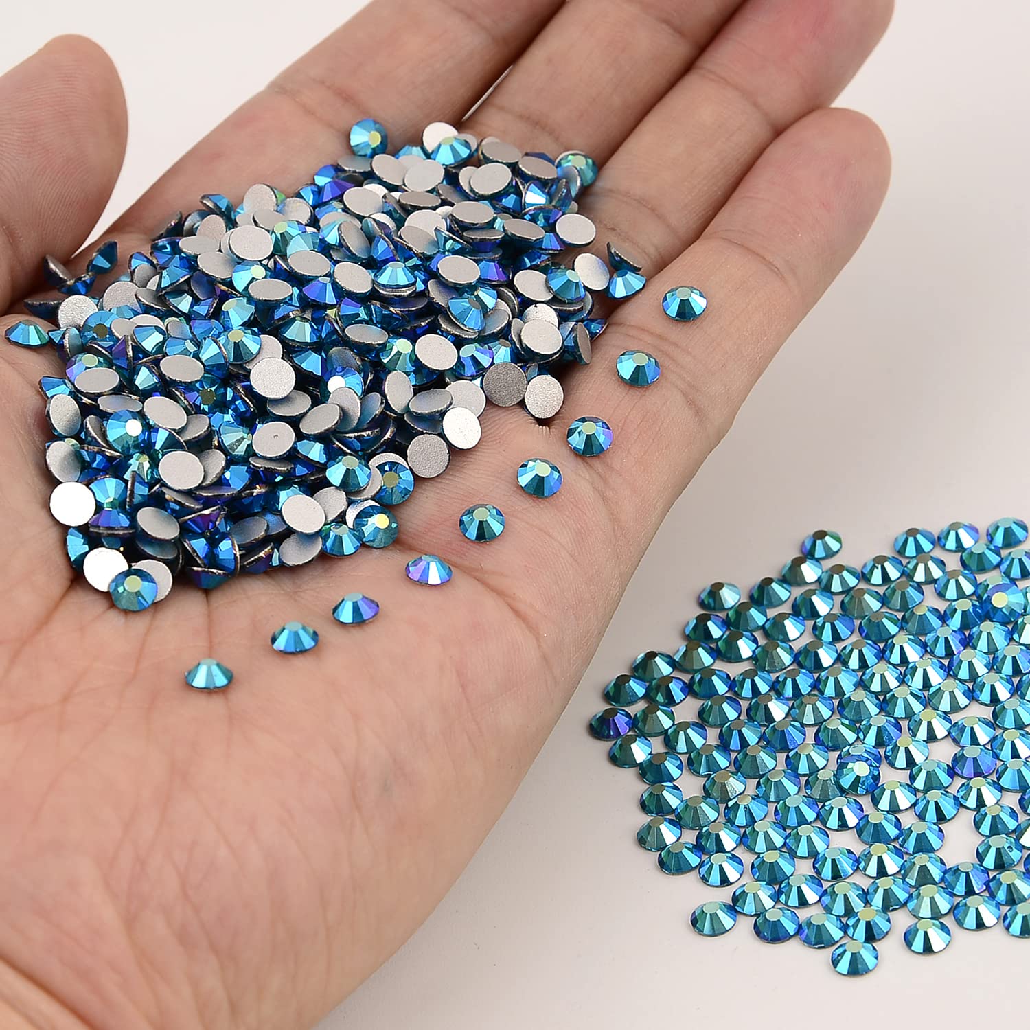 NCB Nancybeads 1500pcs Blue Zircon AB Flat-Back Glass Nail Art Rhinestones SS20