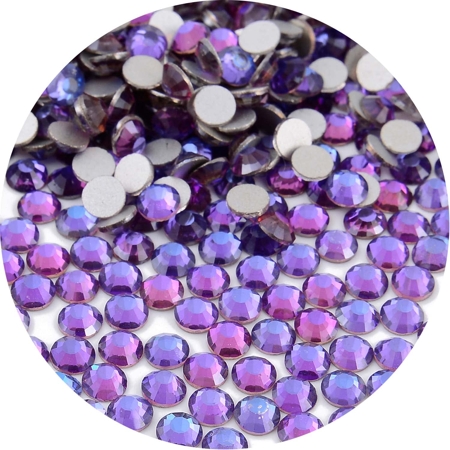 NCB 1500pcs Purple Velvet SS20 Flat-Back Glass Rhinestones for Nails & DIY