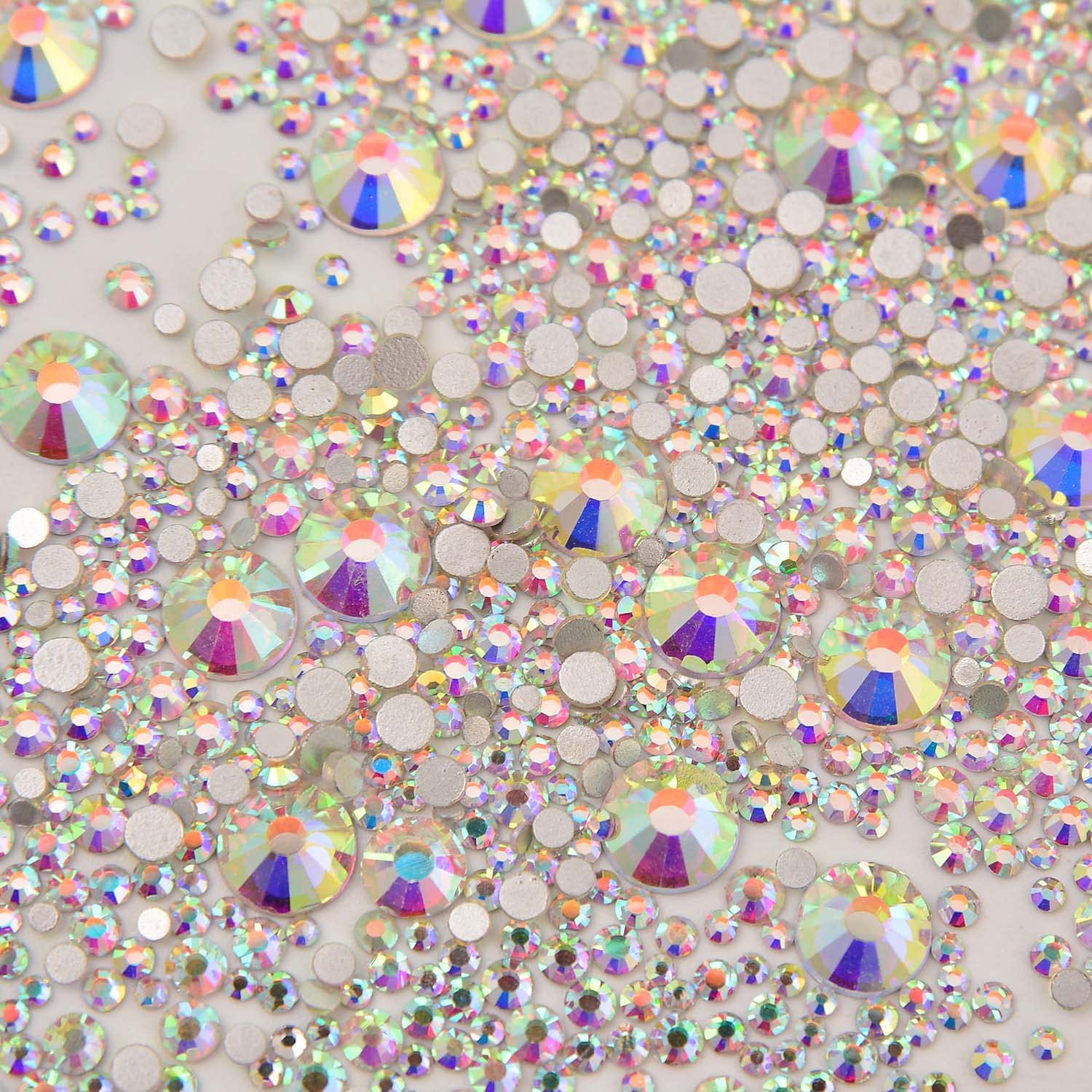 NCB 8000pcs Non-Hotfix Rhinestones – Glass Crystal Flatback, 10 Sizes SS3-SS30 + Tweezers & Picking Pen