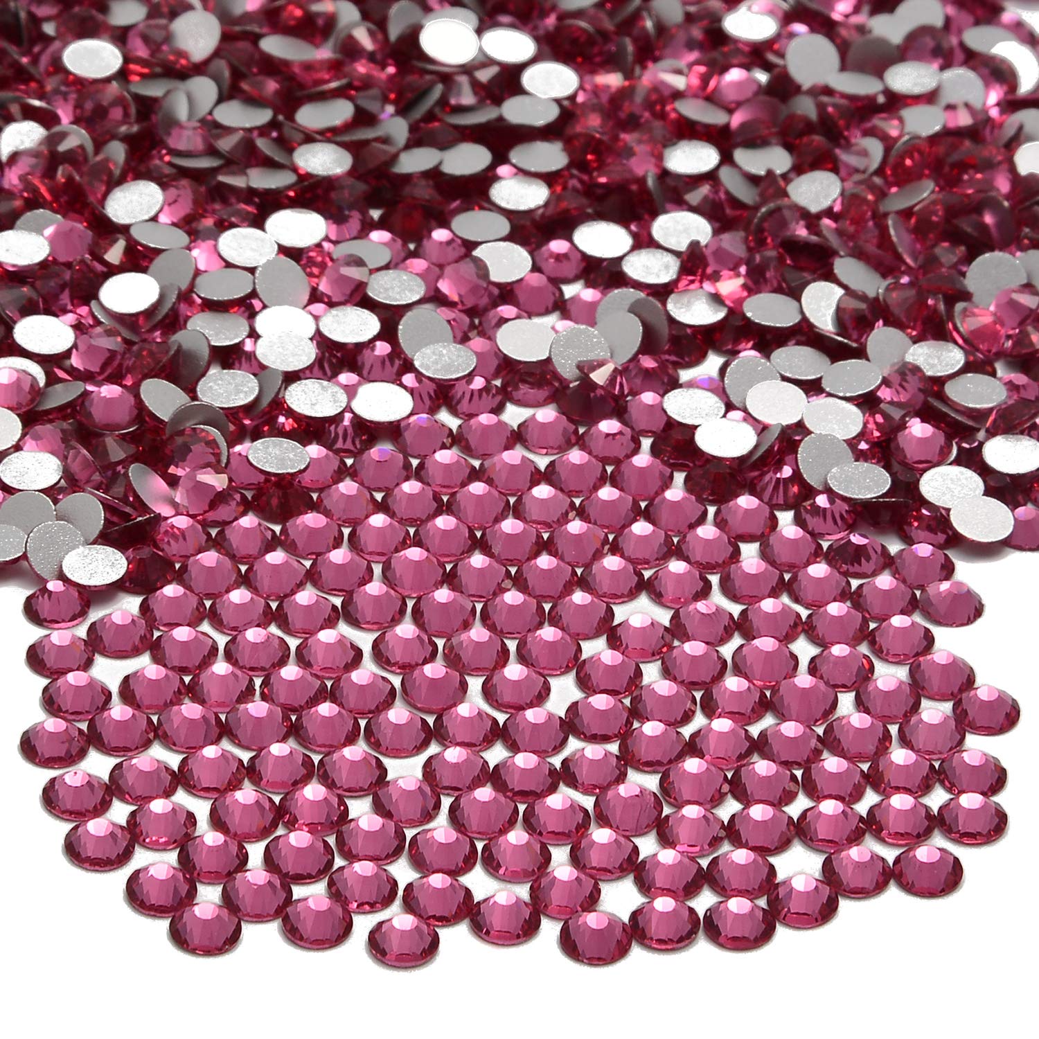 NCB 288pcs Rose Glass Nail Art Rhinestones (SS30, 6mm) for Nails & Crafts