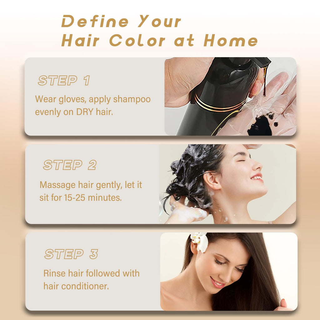 NCEPROHR Brown Hair Dye Shampoo – Instant Color, Gray Coverage in Minutes | 16.9 oz