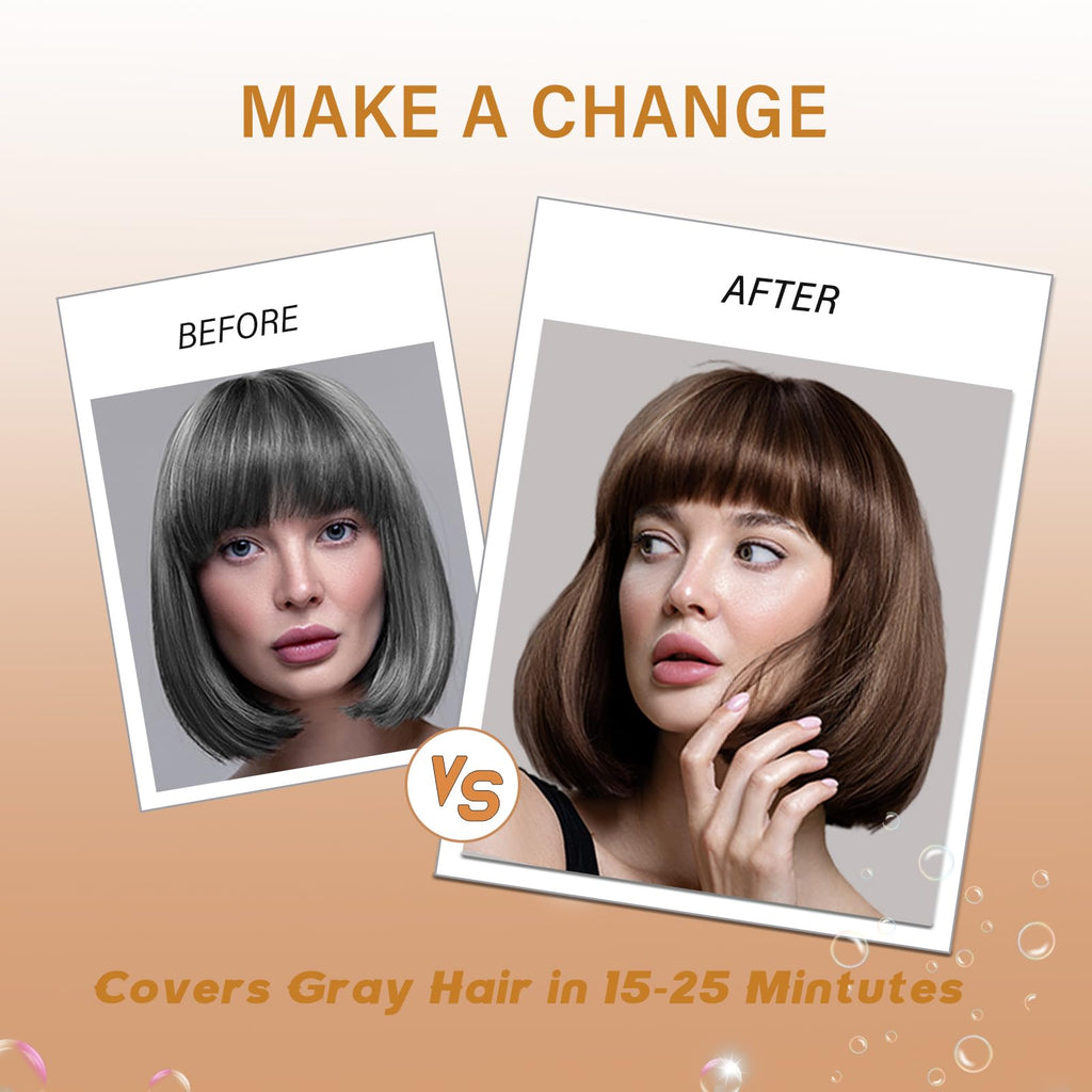 NCEPROHR Brown Hair Dye Shampoo – Instant Color, Gray Coverage in Minutes | 16.9 oz