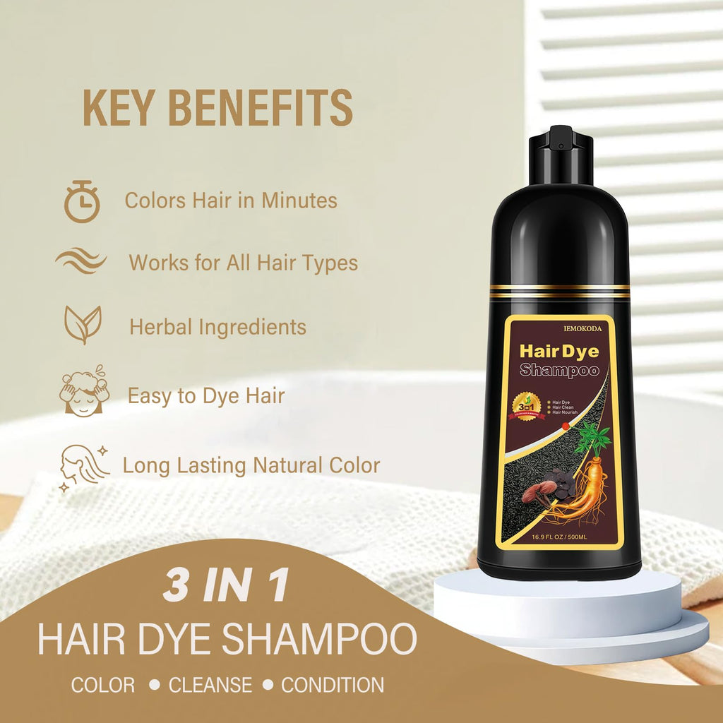 NCEPROHR Brown Hair Dye Shampoo – Instant Color, Gray Coverage in Minutes | 16.9 oz