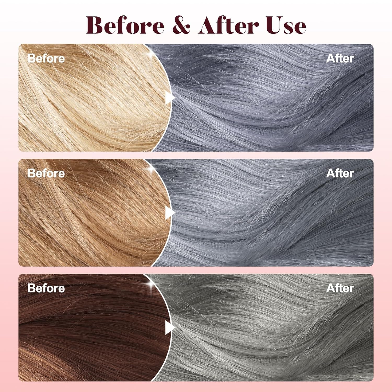 NCEPROHR Silver Gray Hair Dye Shampoo — Instant Color in Minutes, 3-in-1 Shampoo + Conditioner, Long-Lasting Silver Tint (16.9 oz)