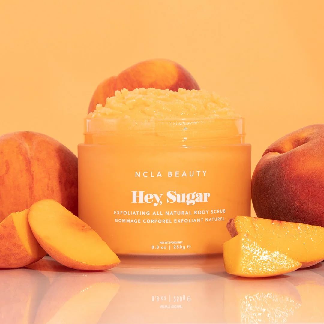 NCLA Beauty Hey Sugar All Natural Body Scrub – Peach, Moisturizing & Exfoliating (8.8 oz)