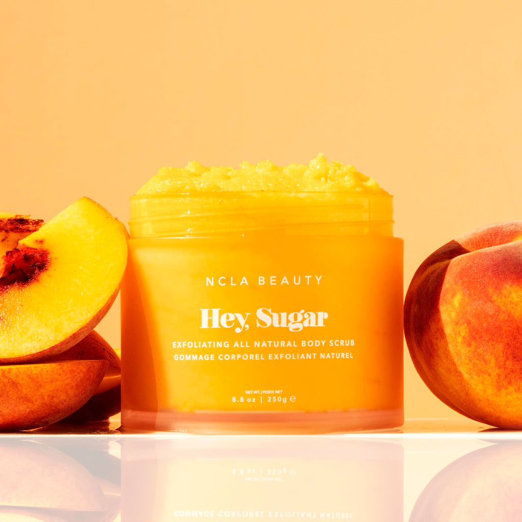 NCLA Beauty Hey Sugar All Natural Body Scrub – Peach, Moisturizing & Exfoliating (8.8 oz)