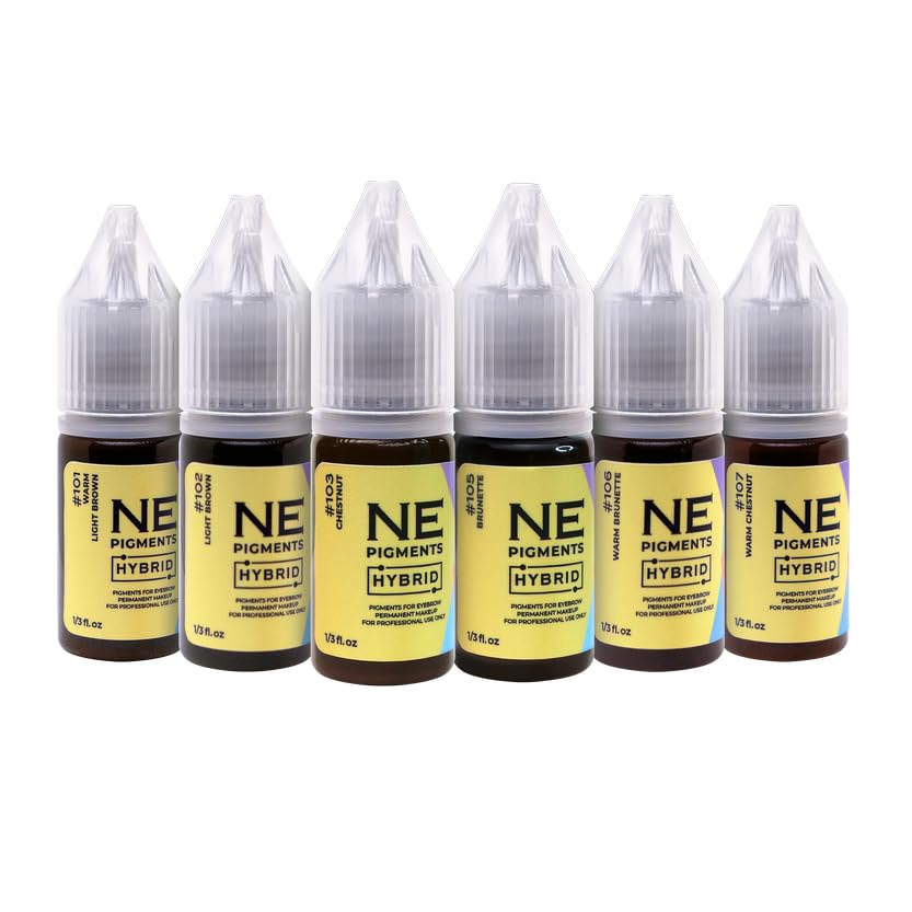 NE PIGMENTS Eyebrow Hybrid Pigment Set (6 Colors, 10 ml) by Elena Nechaeva – Permanent Makeup Ink