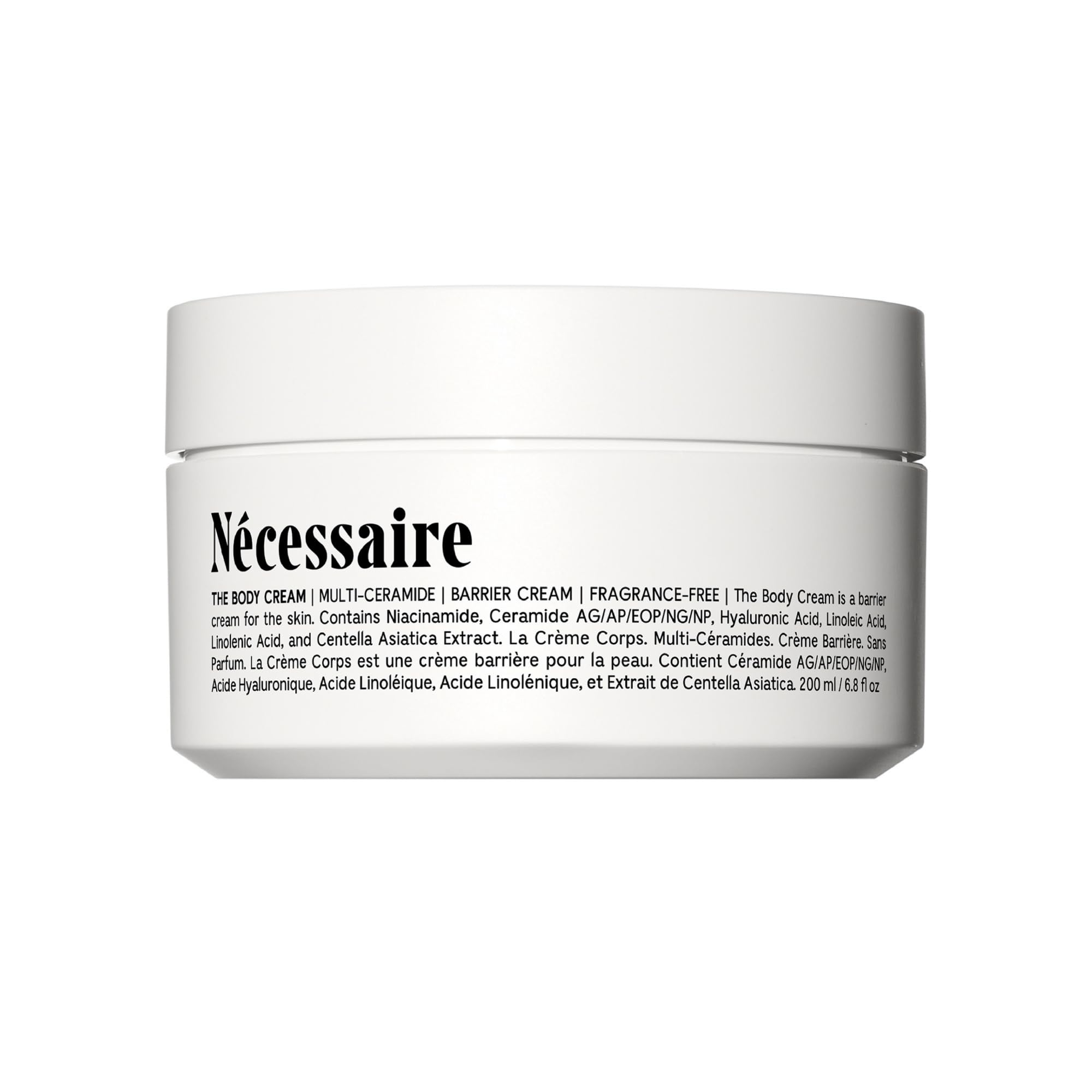 Nécessaire The Body Cream – Fragrance-Free Barrier Repair Moisturizer with Niacinamide, Ceramides & Hyaluronic Acid – 6.8 oz