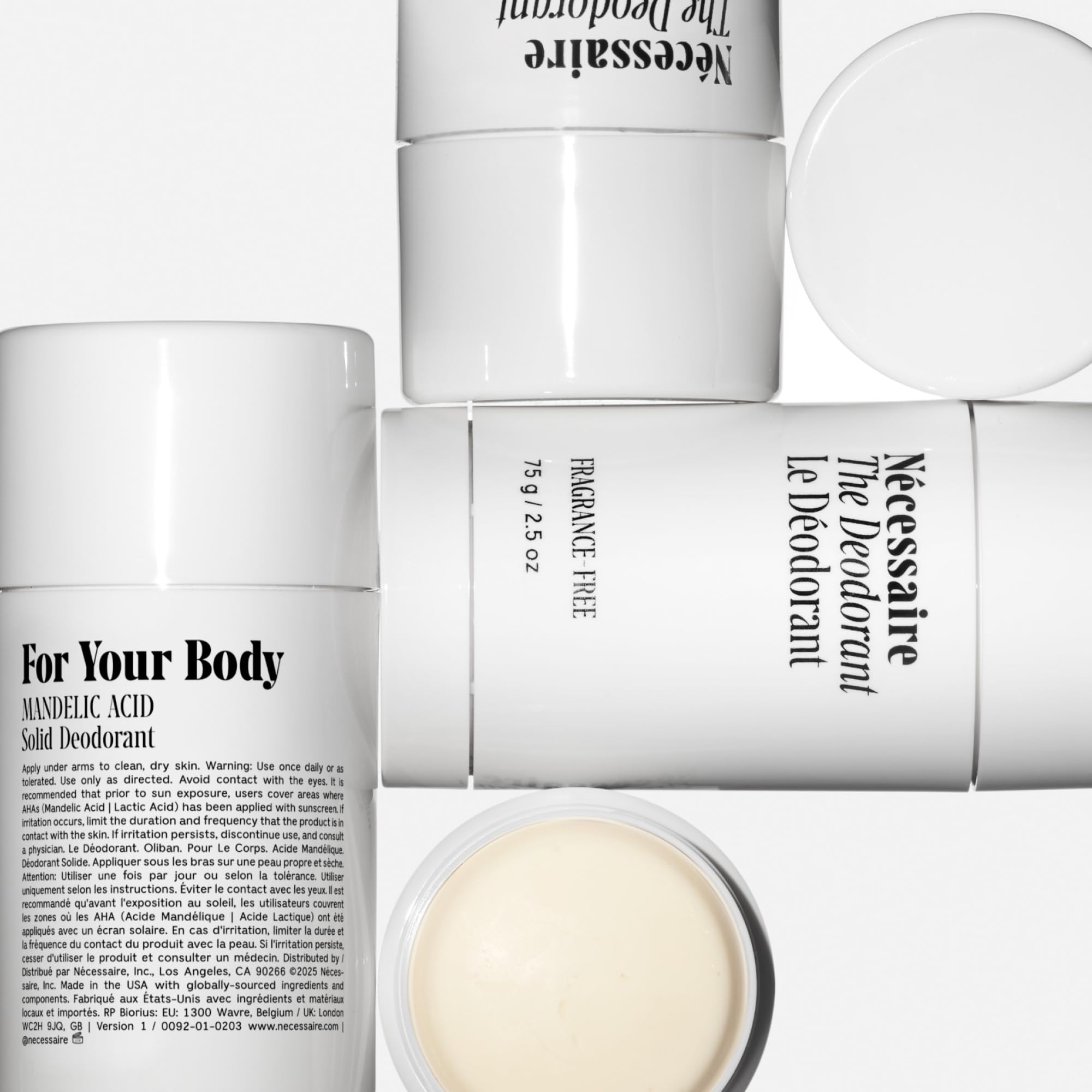 Nécessaire Fragrance-Free Deodorant | Aluminum-Free, Mandelic Acid, Extra Strength (2x75 g)