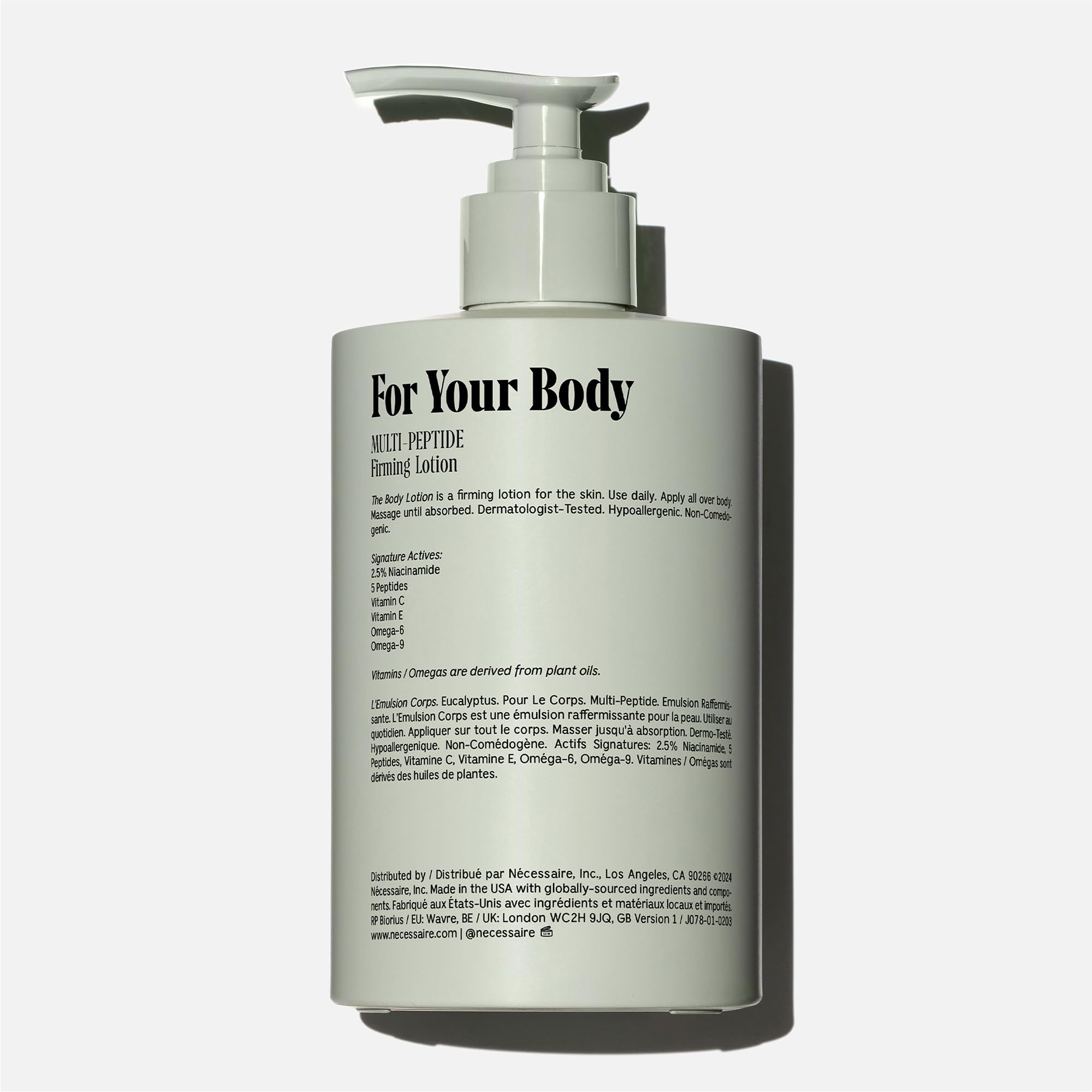 Nécessaire Eucalyptus Body Lotion – Multi-Peptide Firming Moisturizer, 2.5% Niacinamide, 450ml