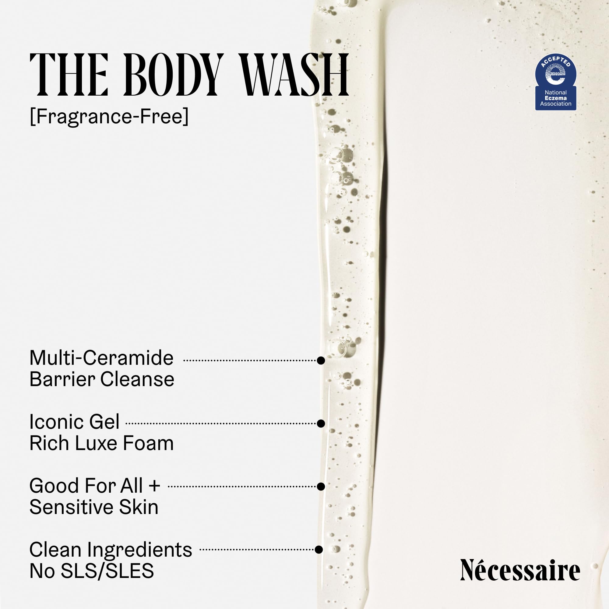Nécessaire Fragrance-Free Body Wash – Multi-Oil Shower Gel with Niacinamide | Non-Comedogenic & Hypoallergenic | 250 ml