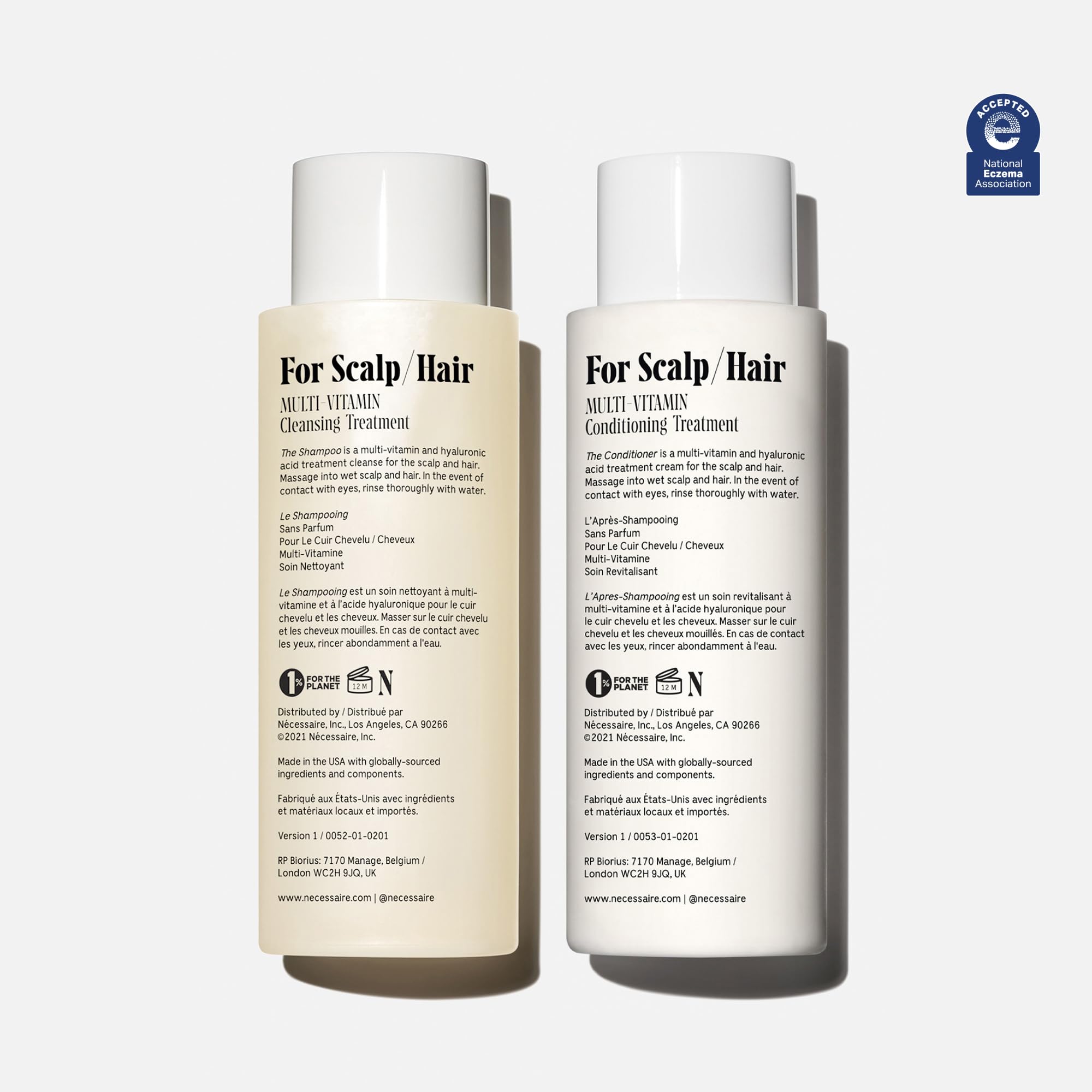 Nécessaire The Hair Duo — Fragrance-Free Shampoo + Conditioner with Hyaluronic Acid