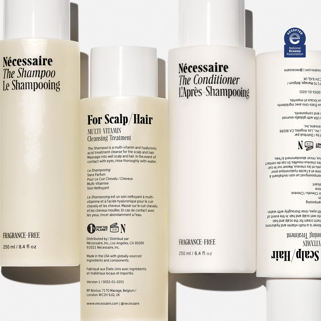 Nécessaire The Hair Duo — Fragrance-Free Shampoo + Conditioner with Hyaluronic Acid