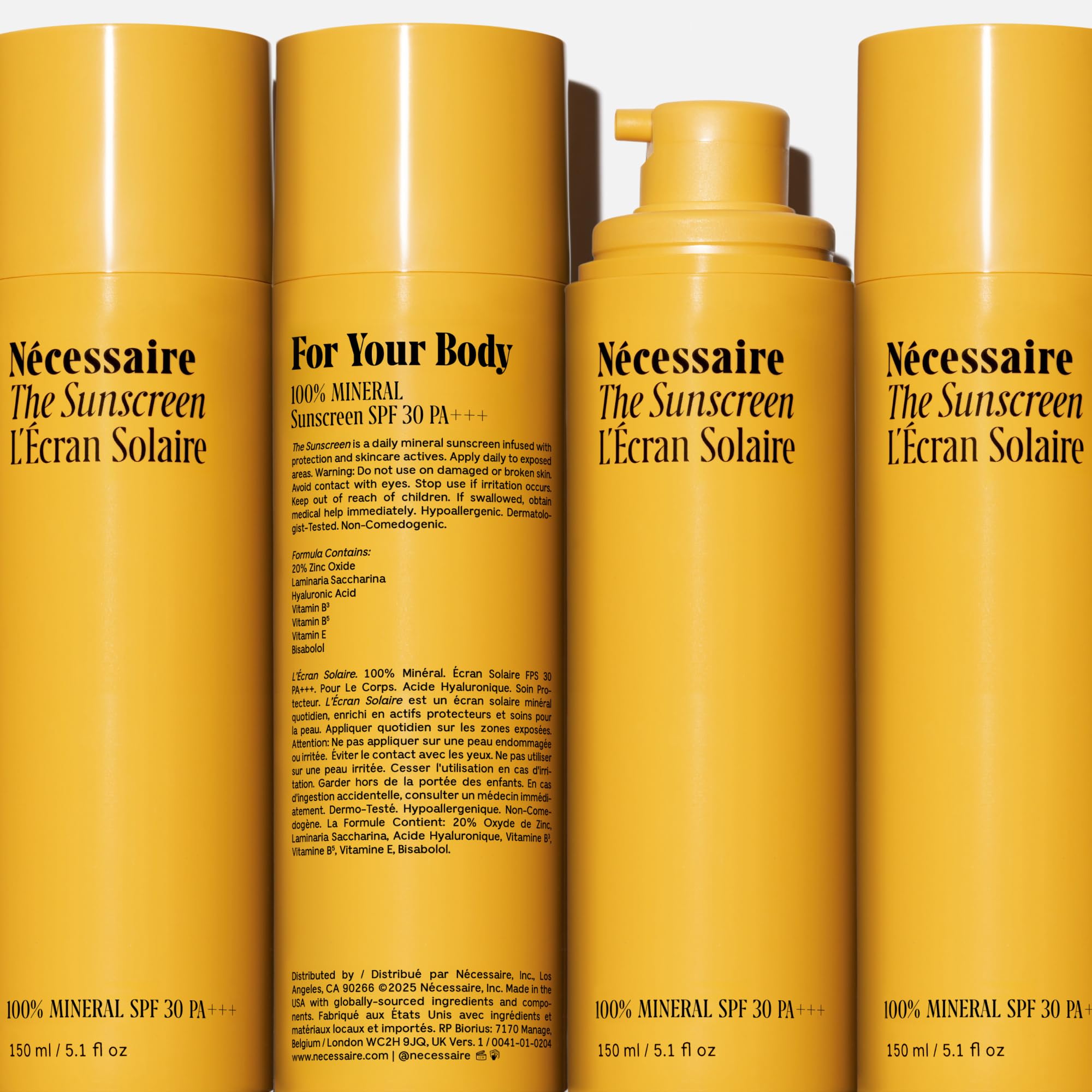 Nécessaire The Mineral Sunscreen SPF 30 PA+++ | For The Body | 100% Mineral with Zinc Oxide, Hyaluronic Acid & Niacinamide