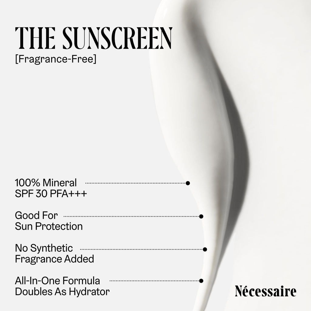 Nécessaire The Mineral Sunscreen SPF 30 PA+++ | For The Body | 100% Mineral with Zinc Oxide, Hyaluronic Acid & Niacinamide
