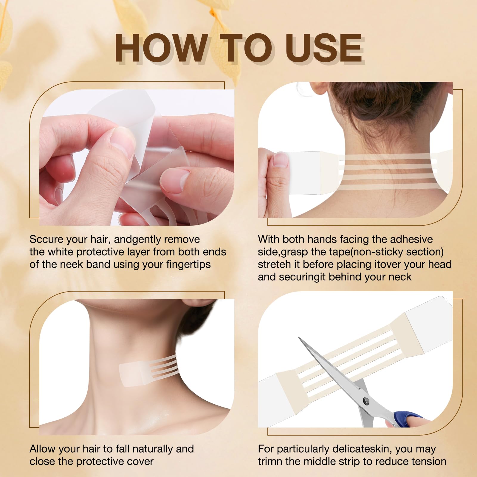 Neck Tightening Patches — Invisible Lift Tape for Firming & Wrinkle Reduction (8 Bands + 40 Replacements)