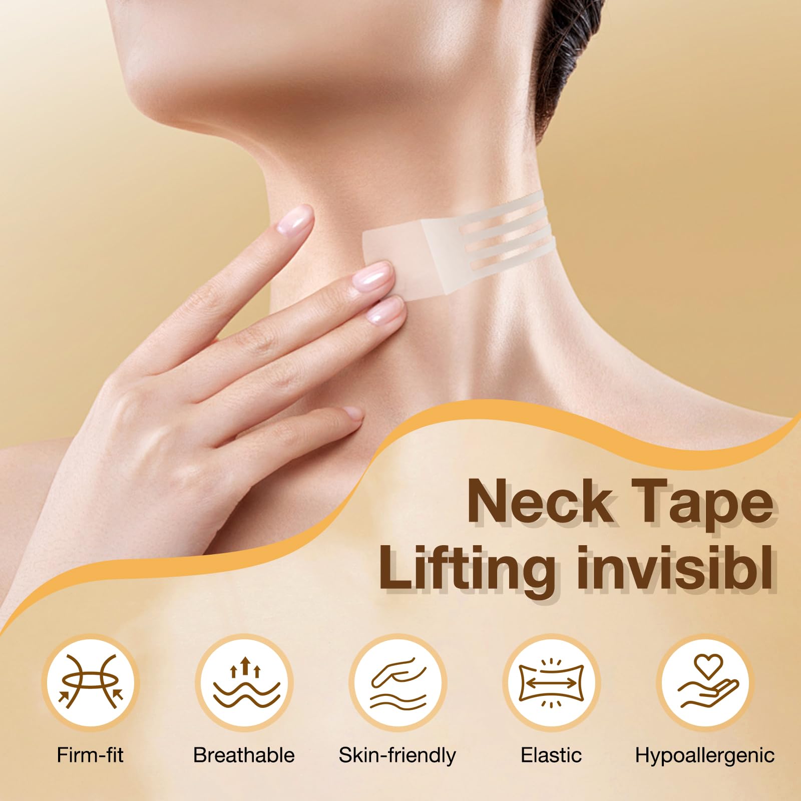 Neck Tightening Patches — Invisible Lift Tape for Firming & Wrinkle Reduction (8 Bands + 40 Replacements)