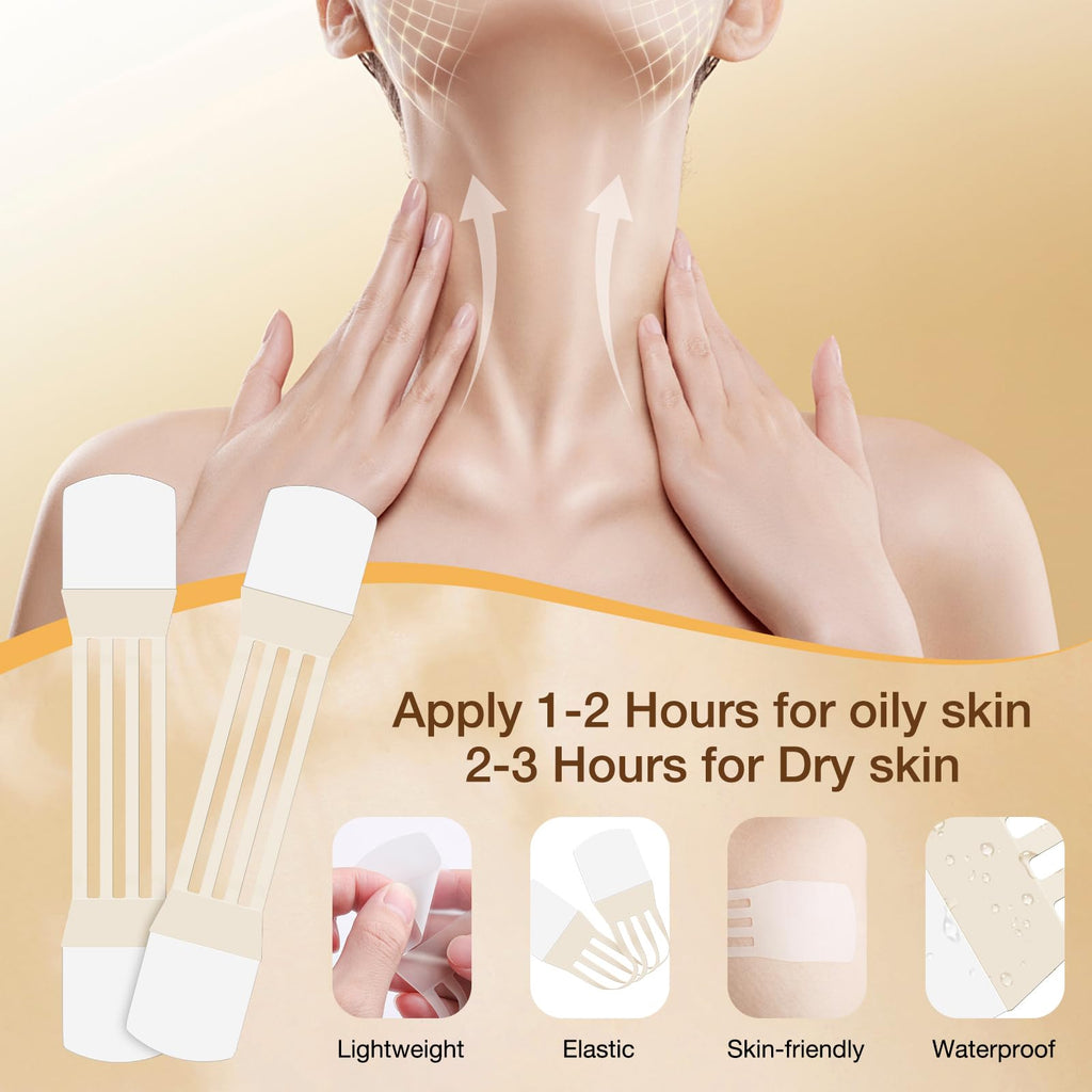Neck Tightening Patches — Invisible Lift Tape for Firming & Wrinkle Reduction (8 Bands + 40 Replacements)
