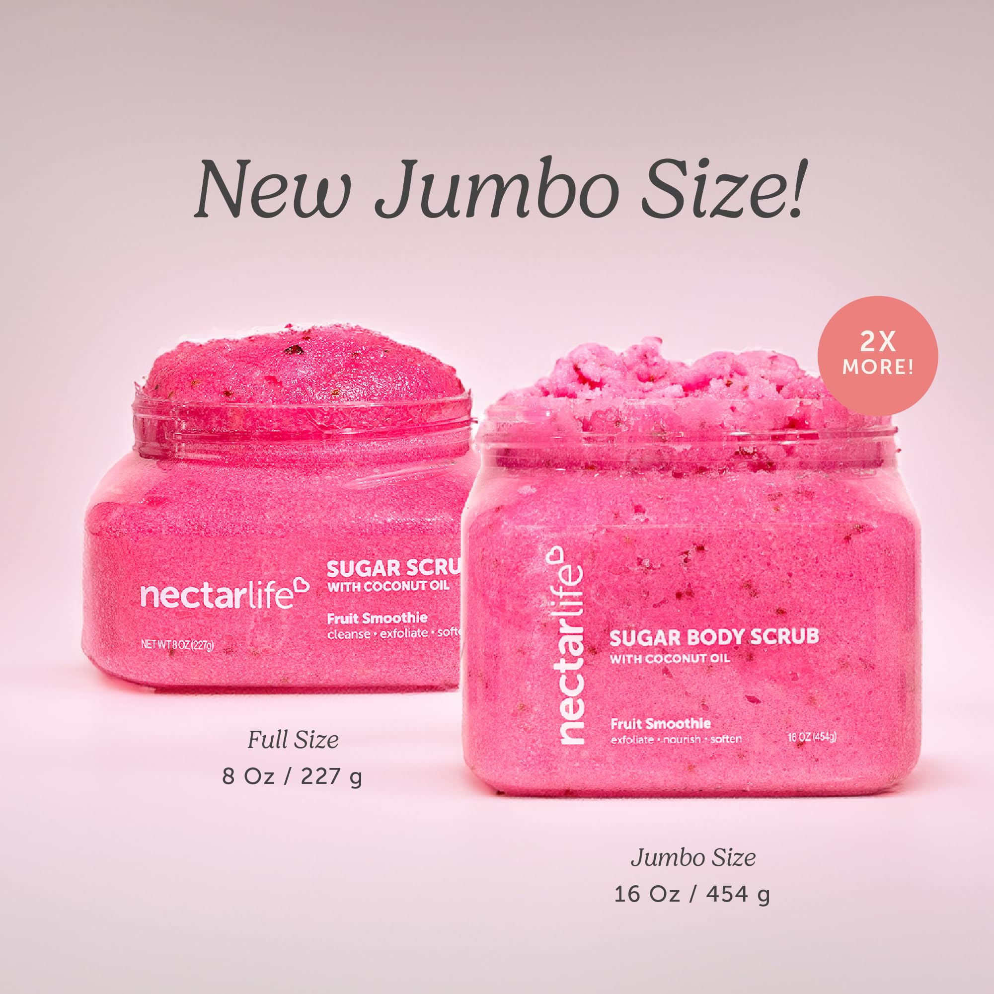 Nectar Life Exfoliating Sugar Scrub – Hydrating Body Scrub with Coconut Oil & Shea Butter (16 oz) | Vegan & Cruelty-Free