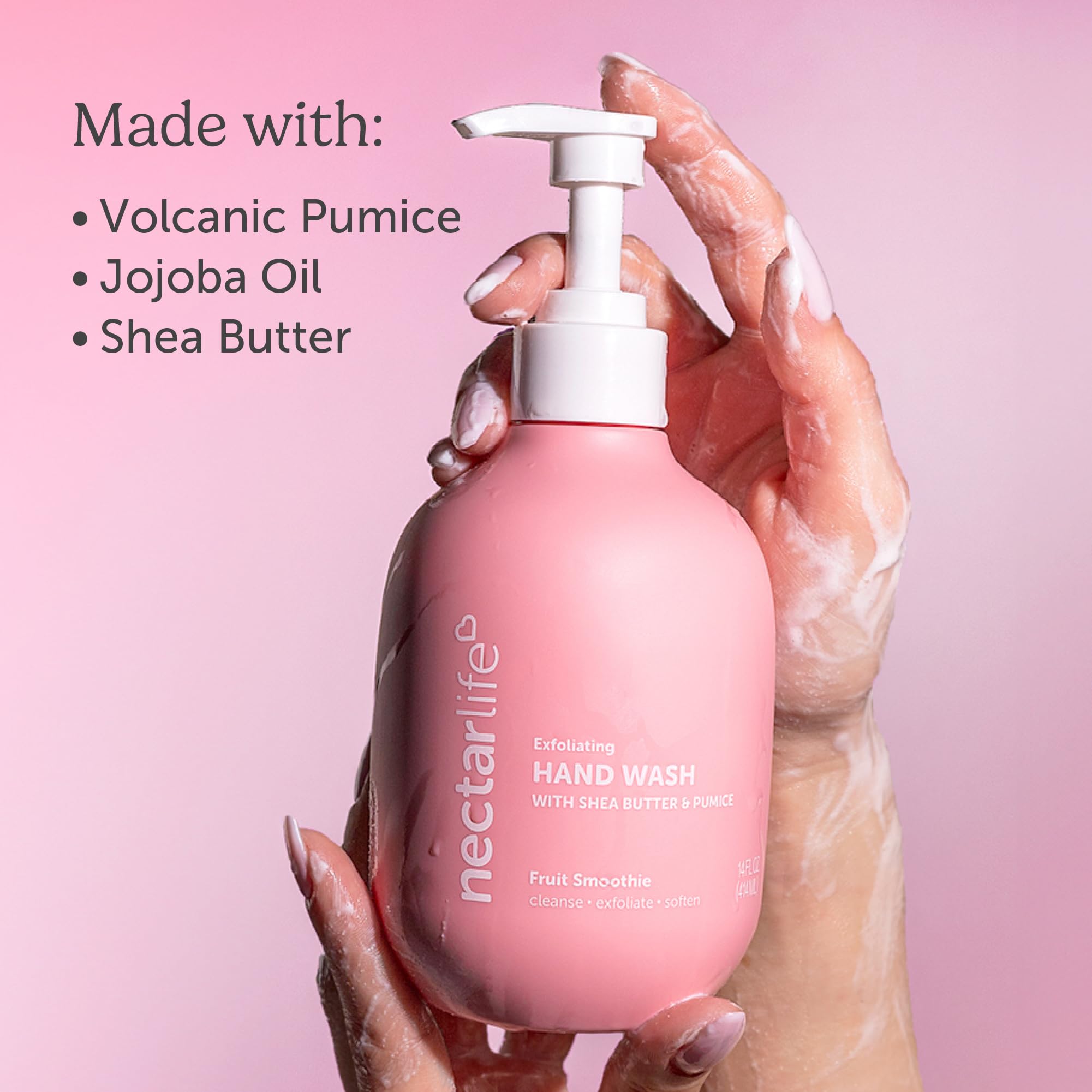 Nectar Life Exfoliating Hand Wash – Volcanic Pumice, Shea Butter, Vegan & USA Handmade