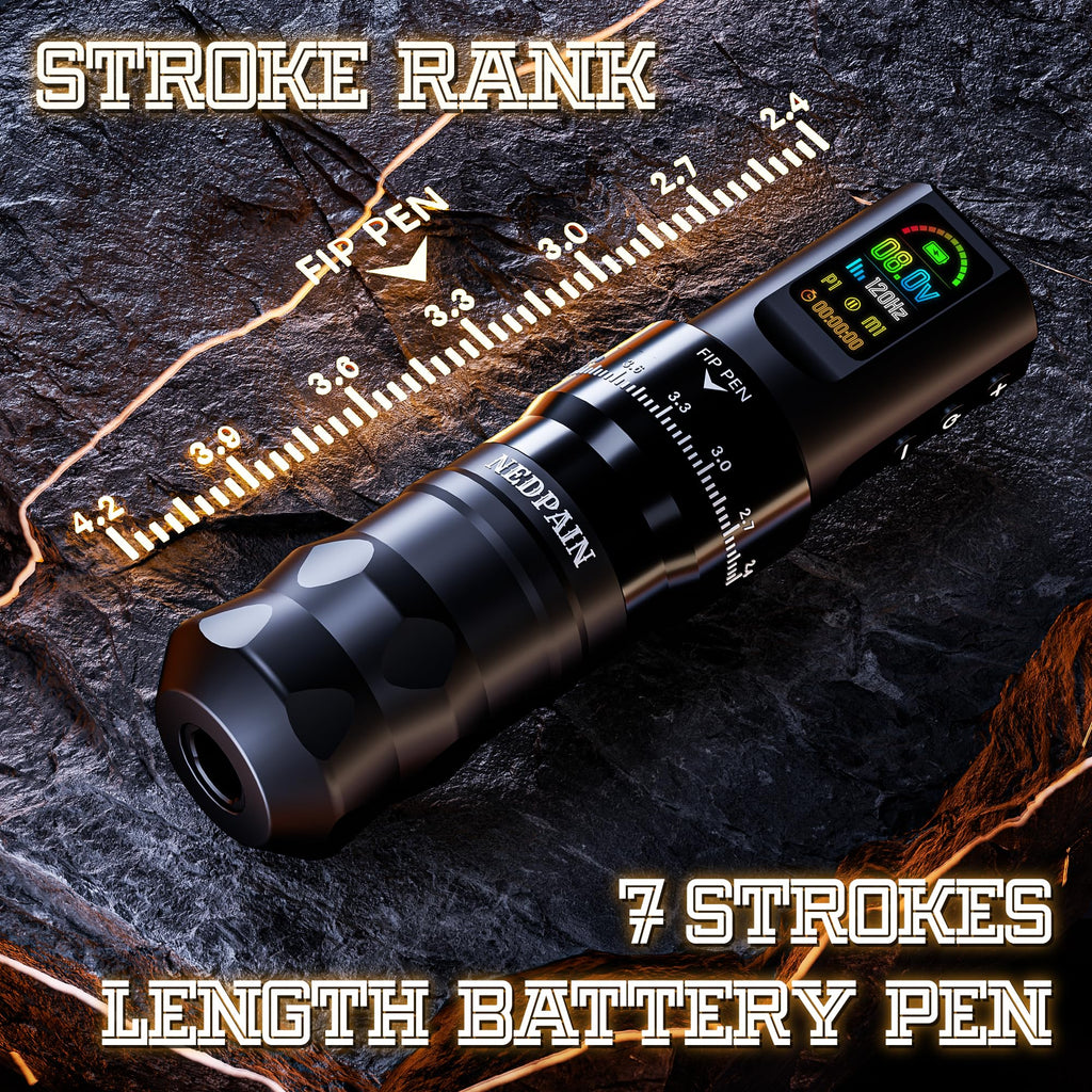 NEDPAIN Pro Wireless Tattoo Kit – 9500RPM, 1800mAh Battery, 7 Stroke Adjustments, RCA & LED Display