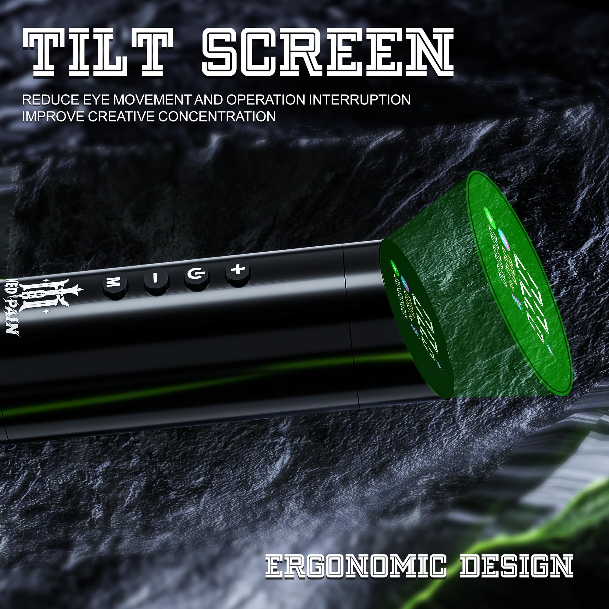 NedPain Wireless Tattoo Kit – Tilted OLED Pen, 8500RPM, 1500mAh Battery