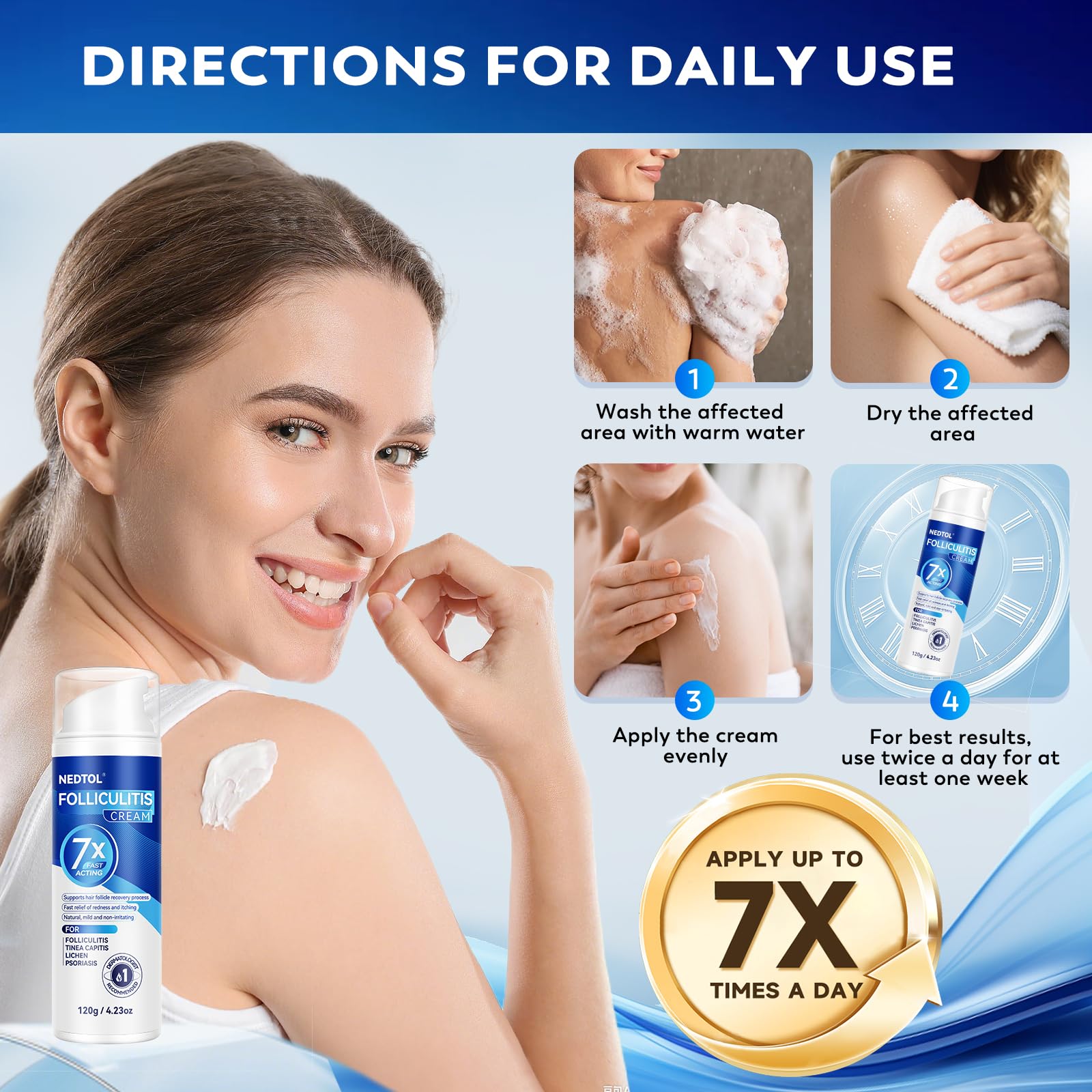 Nedtol Folliculitis Treatment Cream – 7X Fast-Acting Antibacterial Ointment | 120g