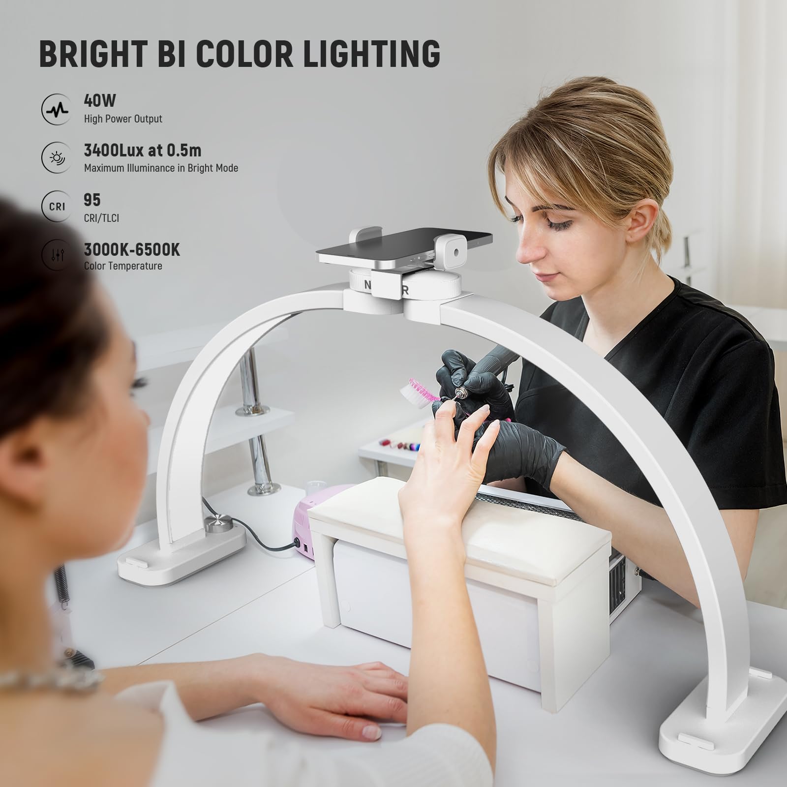NEEWER Basic HM01-D 29-inch Arc Lamp – Foldable 40W LED Nail & Beauty Light (3000K-6500K)