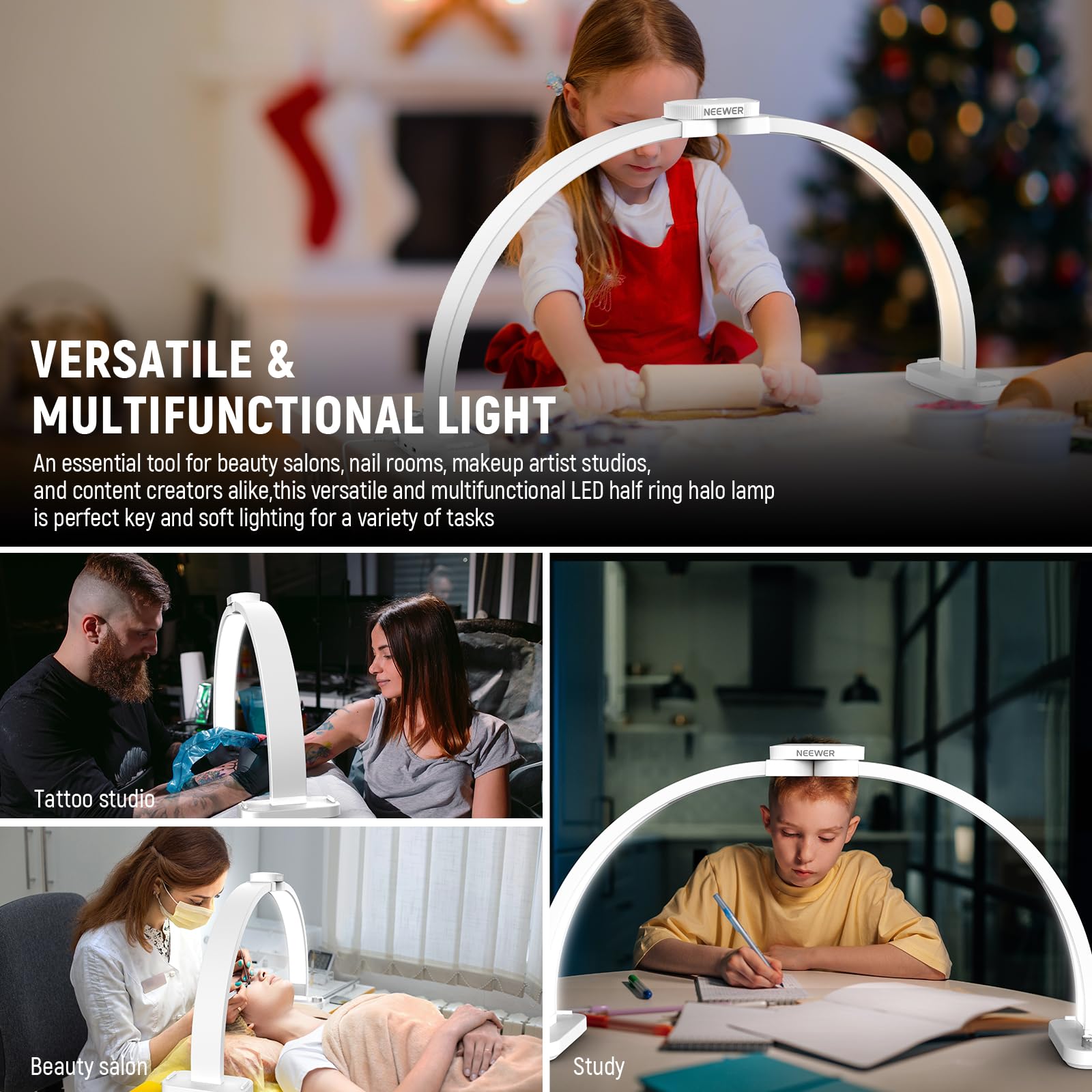 NEEWER Basic HM01-D 29-inch Arc Lamp – Foldable 40W LED Nail & Beauty Light (3000K-6500K)