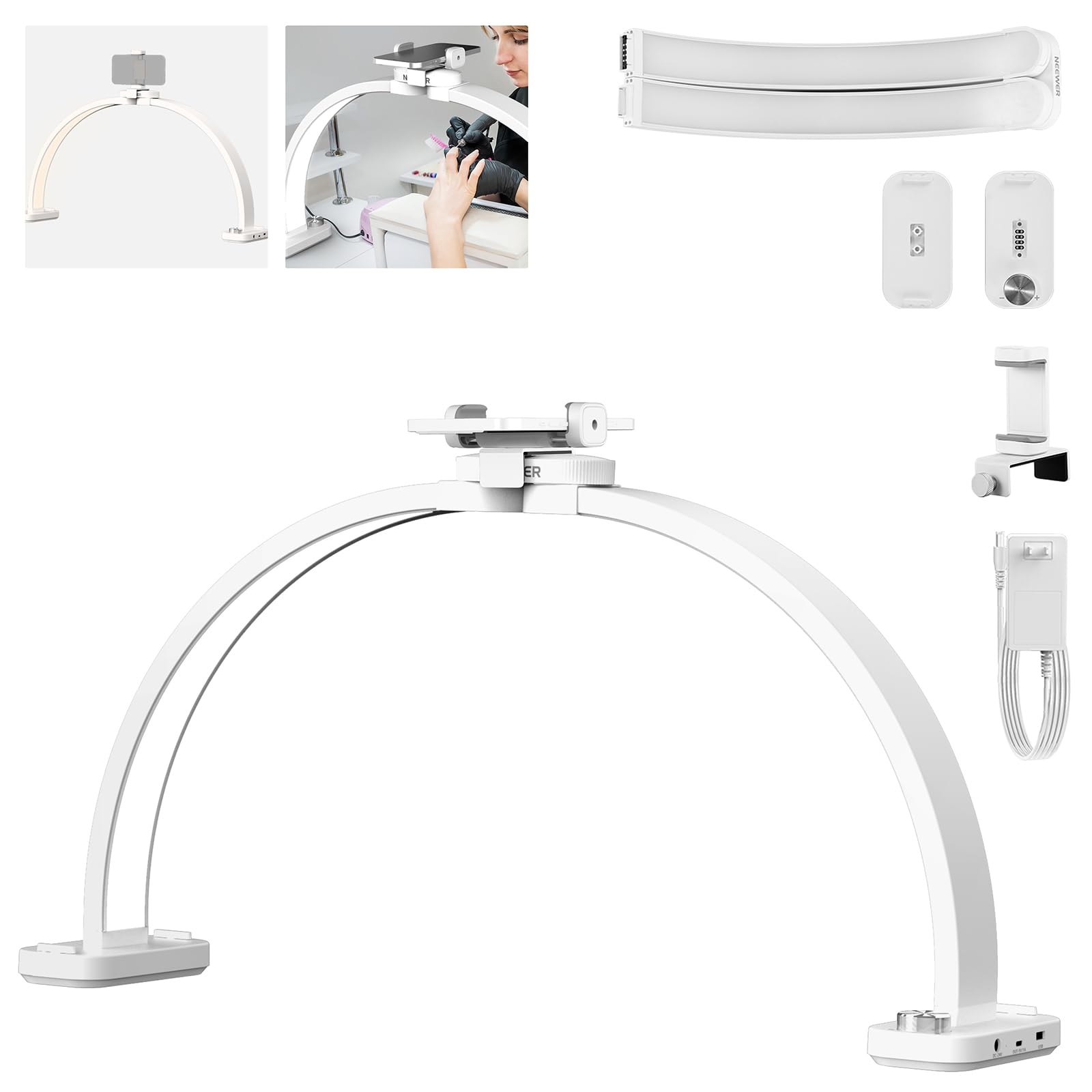 NEEWER Basic HM01-D 29-inch Arc Lamp – Foldable 40W LED Nail & Beauty Light (3000K-6500K)