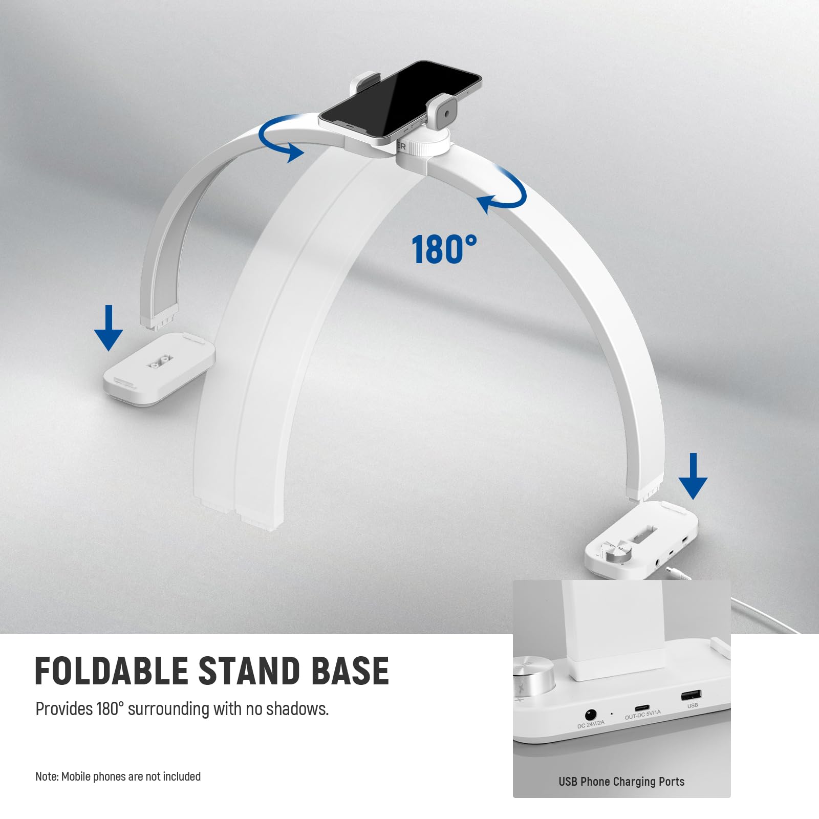 NEEWER Basic HM01-D 29-inch Arc Lamp – Foldable 40W LED Nail & Beauty Light (3000K-6500K)