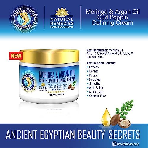 Nefertiti's Secrets Moringa Oil Curl Defining Cream | Sulfate & Silicone-Free, 12 oz