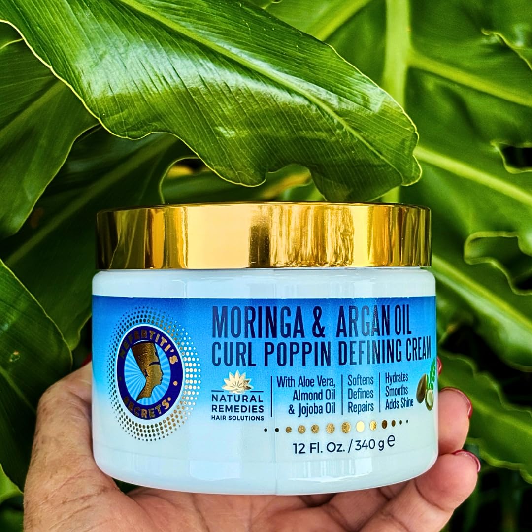 Nefertiti's Secrets Moringa Oil Curl Defining Cream | Sulfate & Silicone-Free, 12 oz