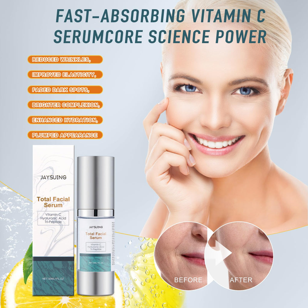 NEIOM Vitamin C Serum with Hyaluronic Acid & Tri-Peptide - Anti-Aging Hydration & Dark Spot Corrector, 1 fl oz