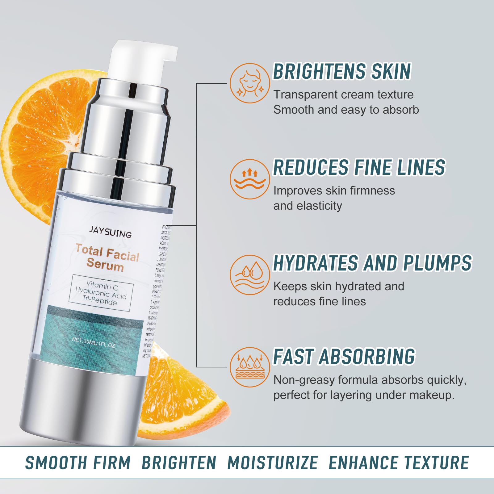 NEIOM Vitamin C Serum with Hyaluronic Acid & Tri-Peptide - Anti-Aging Hydration & Dark Spot Corrector, 1 fl oz