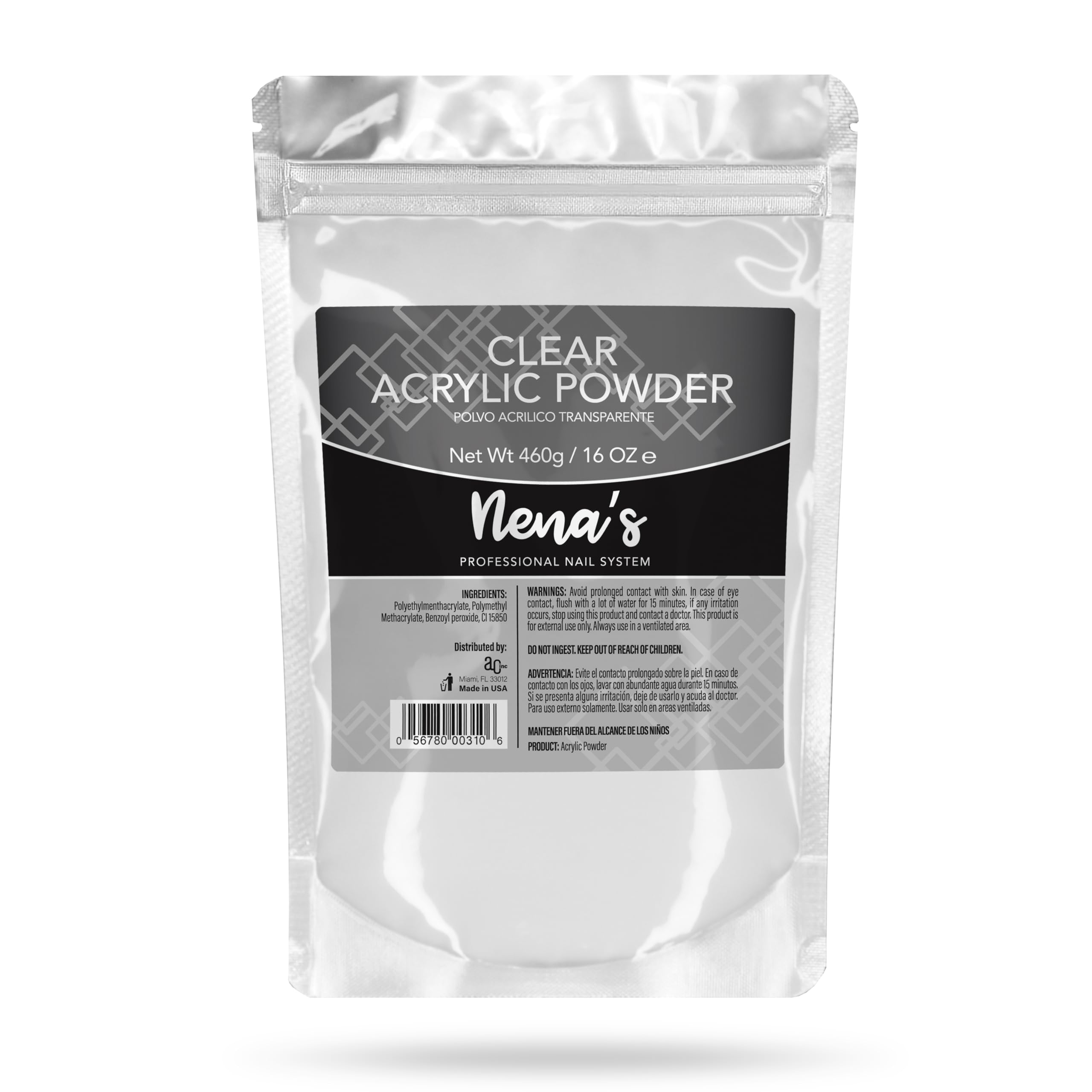 Nena's Superior Sculpting Powder – Clear, Blush Pink & Medium Pink Acrylic Nail System (16 oz / 460 g)
