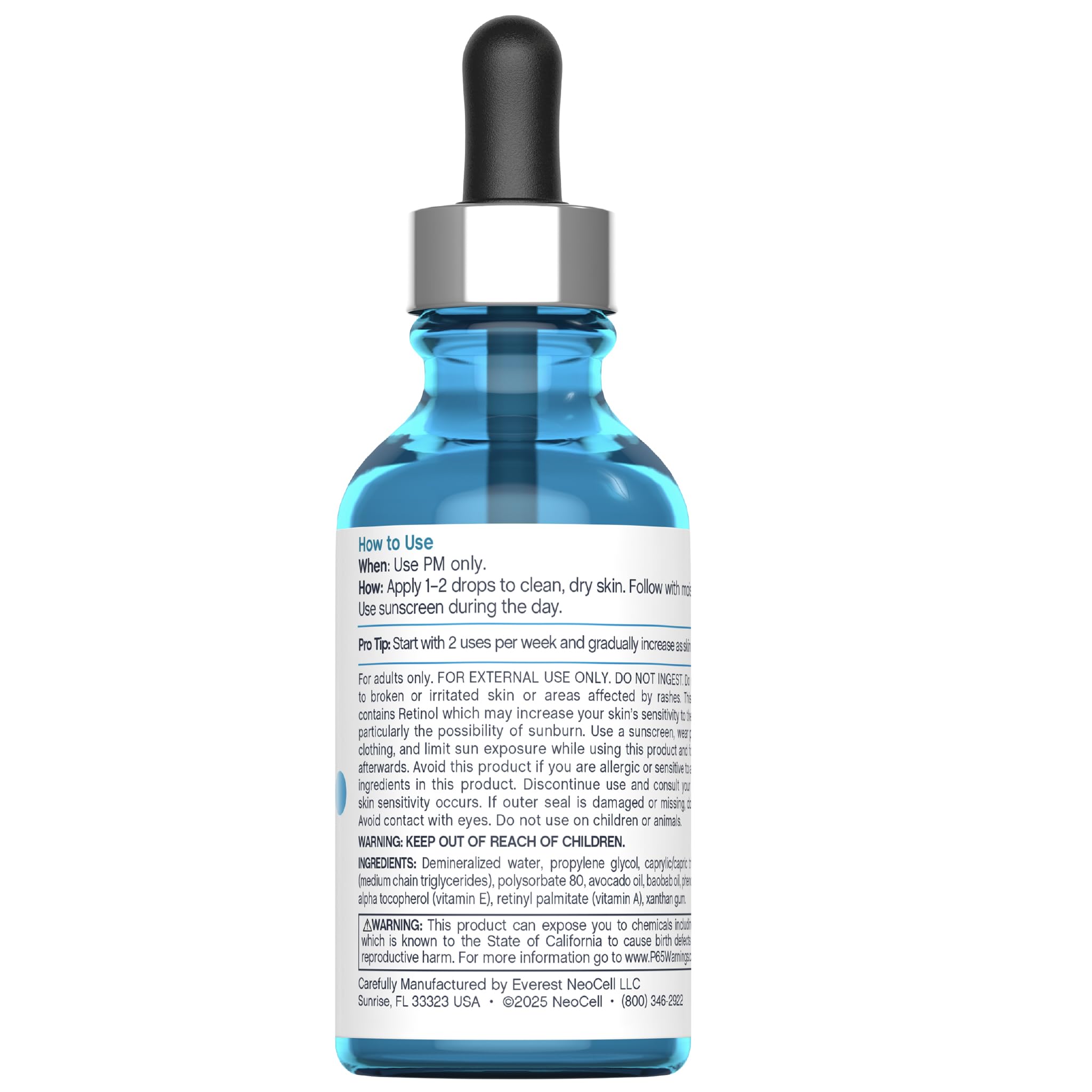 NeoCell Retinol Serum for Face | 2 oz | Nightly Skincare with Vitamin E & A