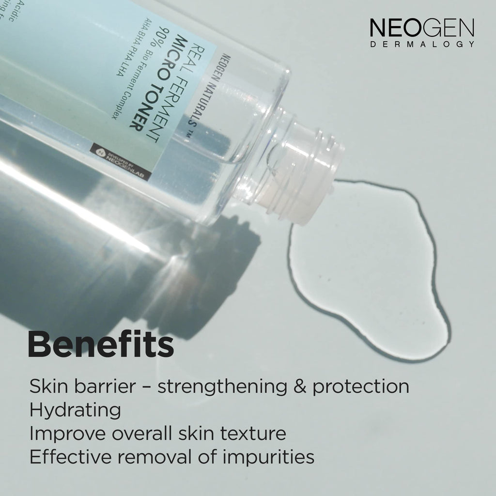 [K-Beauty] Neogen Dermalogy Real Ferment Micro Toner | Gentle Face Toner with Triple Hyaluronic Acid & AHA, BHA, PHA, LHA Gentle Exfoliation 5.07 fl oz