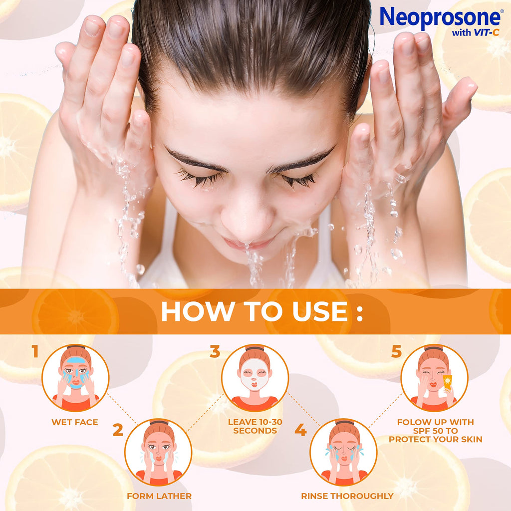 Neoprosone Skin Brightening Soap – Exfoliating Cleansing Bar with Vitamin C & Castor Oil (Pack of 2, 7oz/200g)