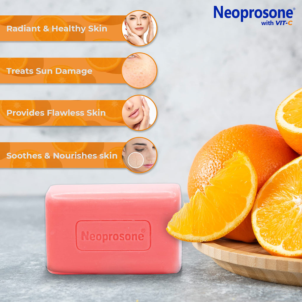 Neoprosone Skin Brightening Soap – Exfoliating Cleansing Bar with Vitamin C & Castor Oil (Pack of 2, 7oz/200g)