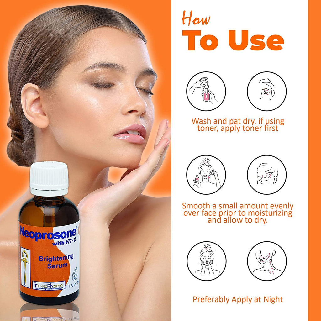 Neoprosone Vitamin C Serum for Face | 1 oz / 30 ml – Brightening Serum with Alpha Arbutin & Castor Oil