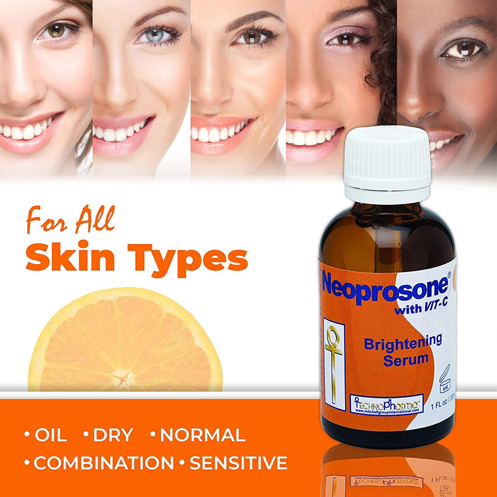 Neoprosone Vitamin C Serum for Face | 1 oz / 30 ml – Brightening Serum with Alpha Arbutin & Castor Oil